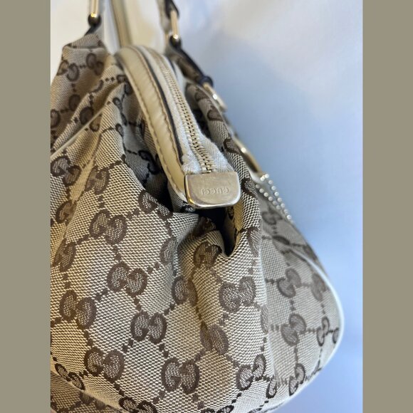 Tan Gucci GG Canvas Sukey Satchel Tote Bag - Picture 7 of 15